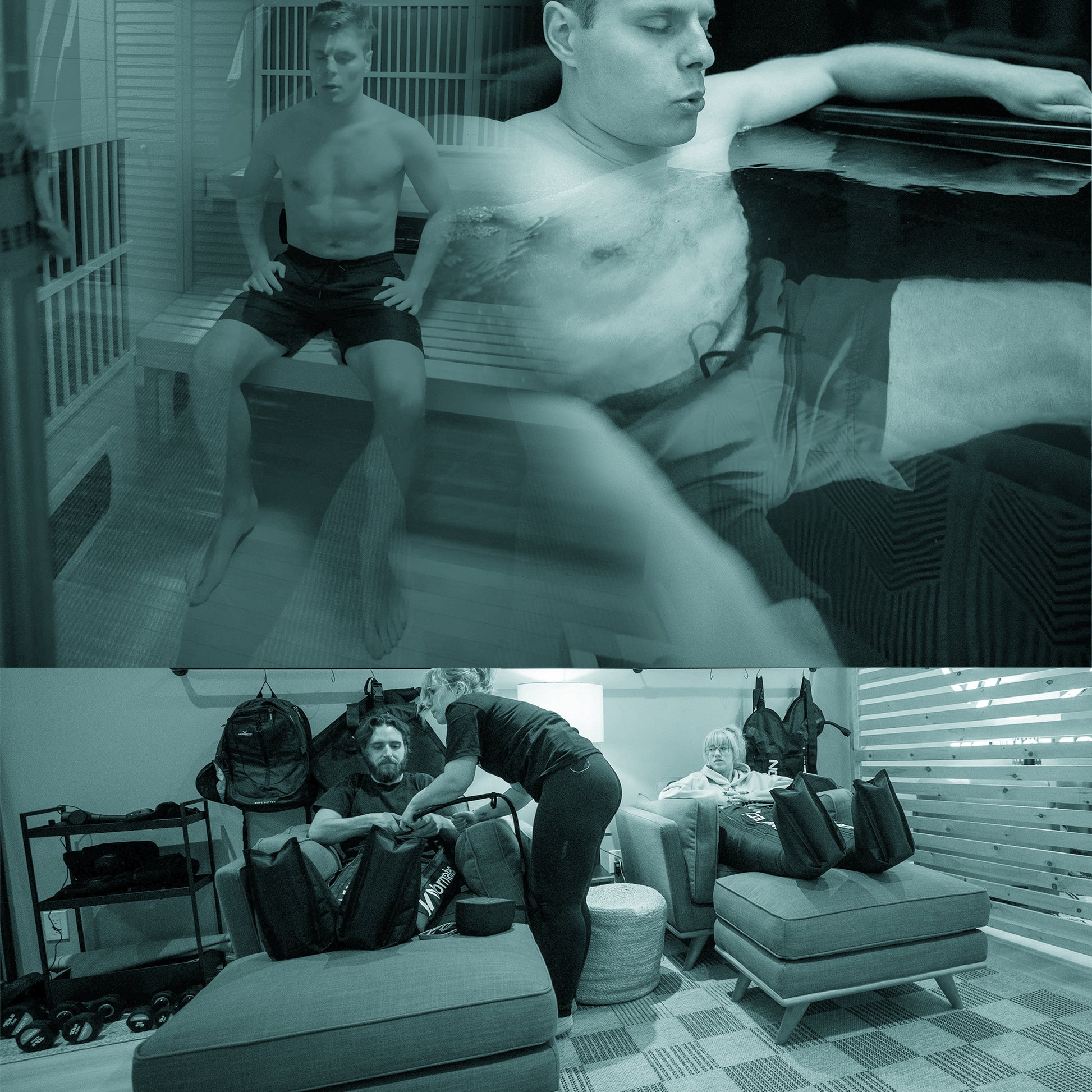 Circuit de récupération combinant bain froid, sauna et compression Normatec à Montréal